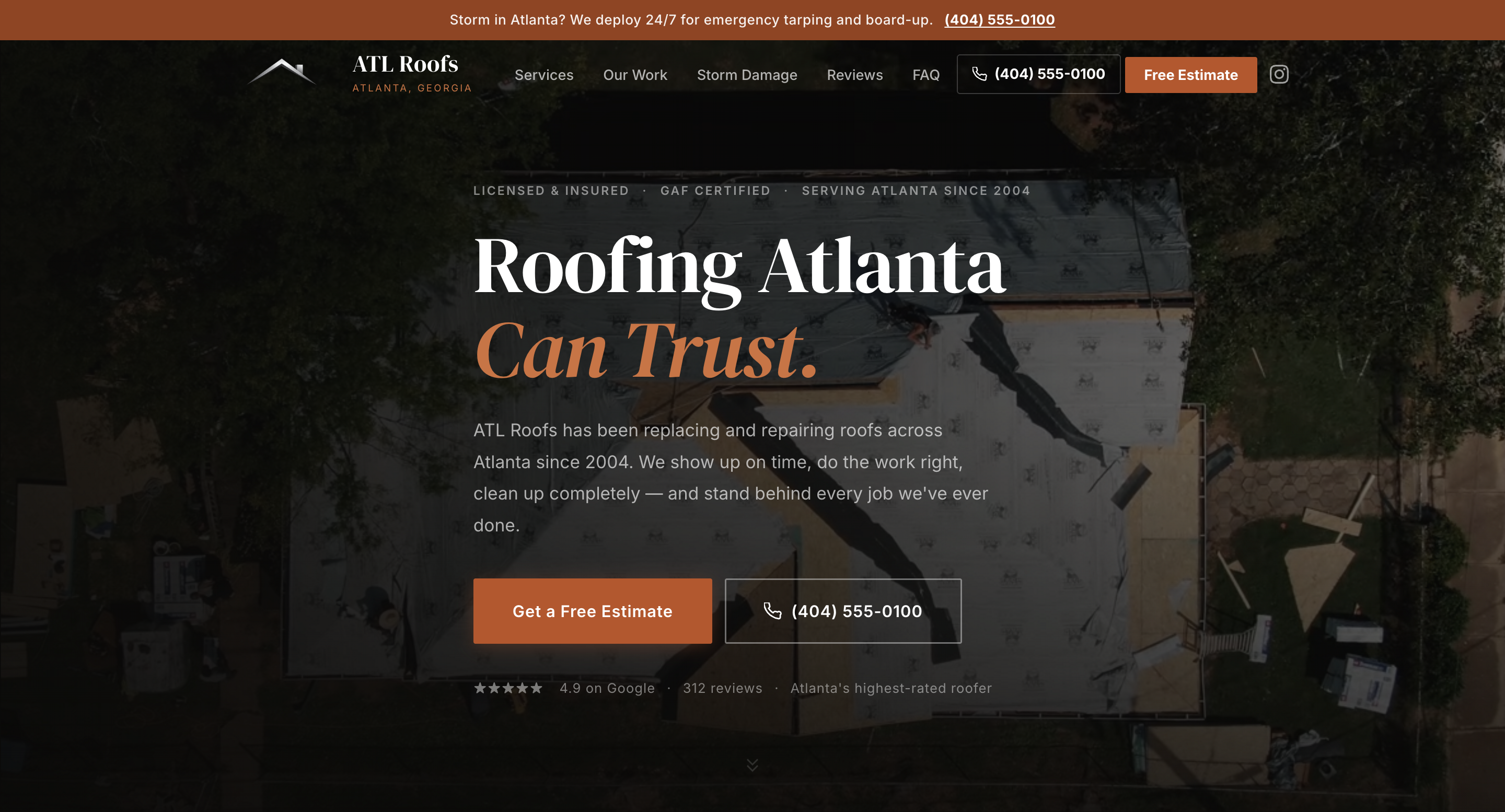 Pulse Roofing website